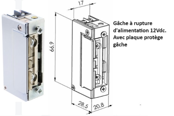 telecommande gache-12v-rupture GA1411RT face