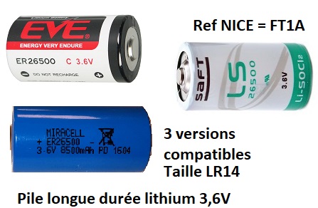 telecommande pile lithium 3-6V lr14 face